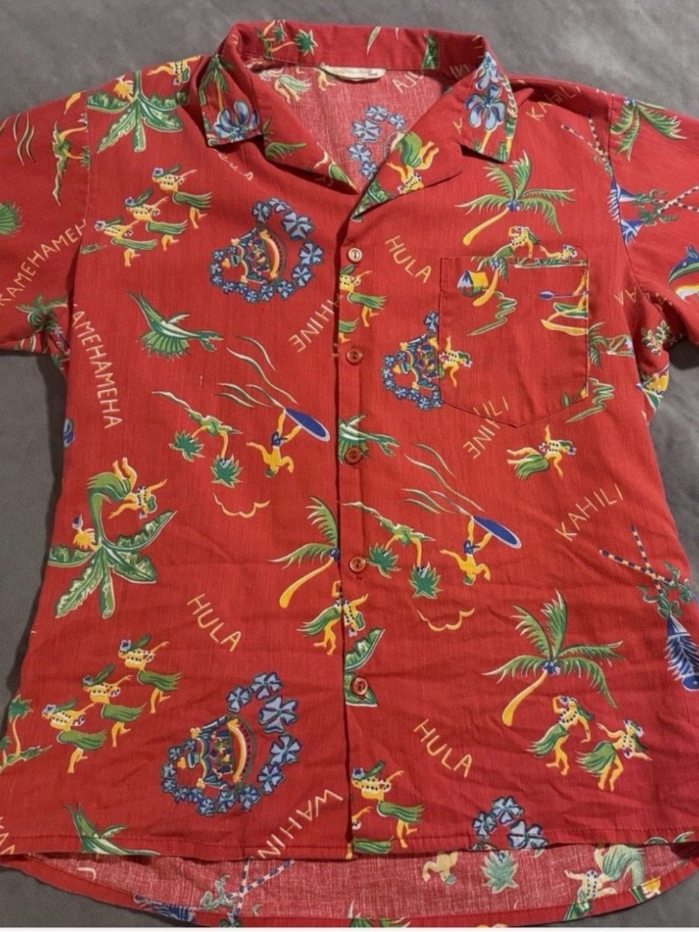 Vintage Hawaiian Shirt Unique Love California Sz M Red Short sleeve Men Unisex